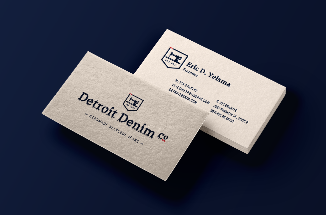 Detroit Denim Letterpress Business Cards